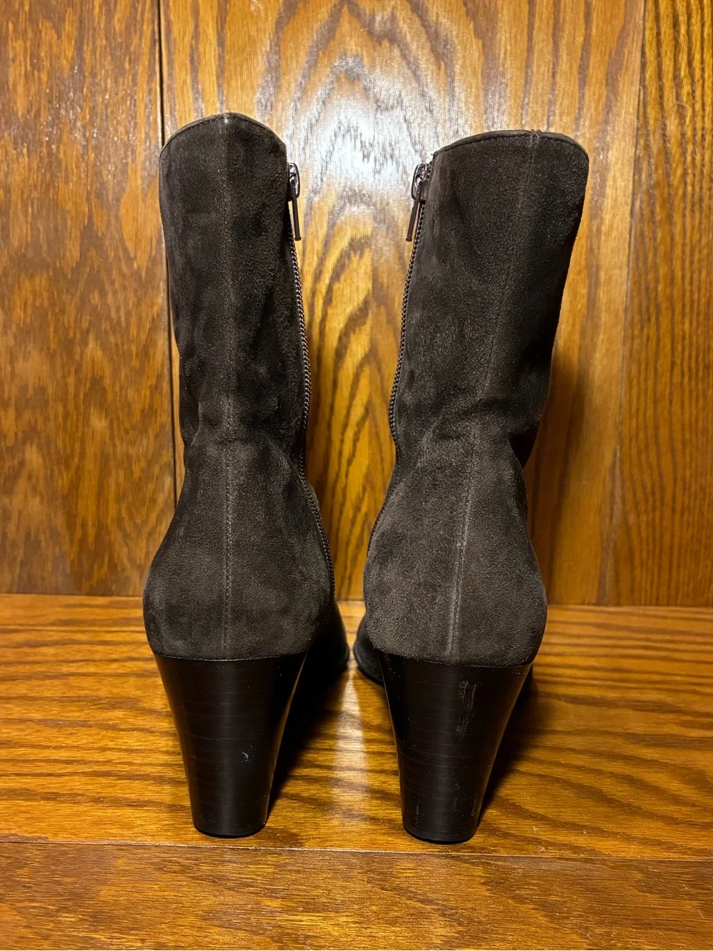 Y2K VTG Aquatalia Italy Made Brown Suede Elongated Square Toe Ankle Boots Sz 9.5
